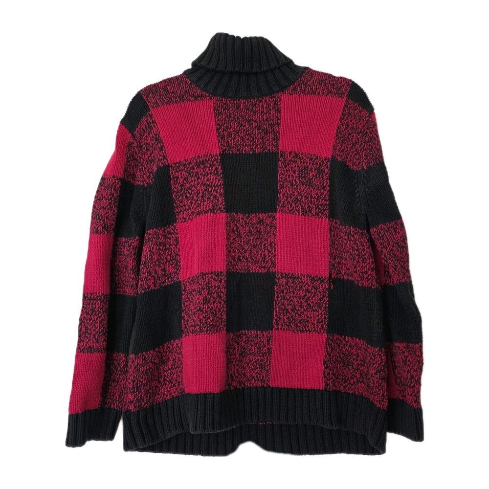 Vtg Jones New York Buffalo Check Plaid Turtleneck Womens L Holiday Preppy Red